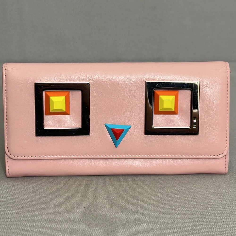 FENDI Hypnoteyes Continental Leather Wallet Pink